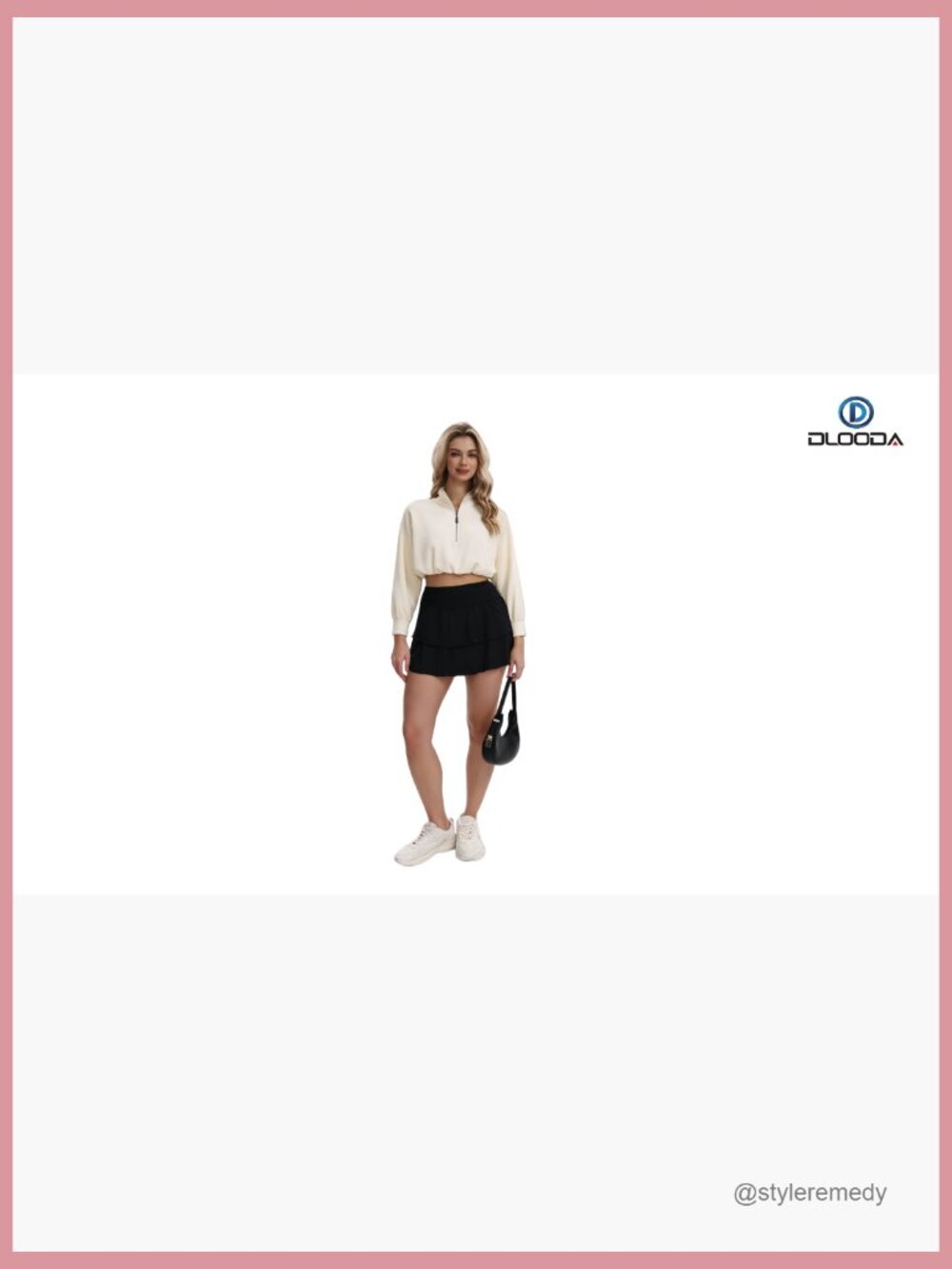 Double Ruffle High Waisted Skort with Pockets 85% Nylon 15% Spandex - Picture 7 of 7